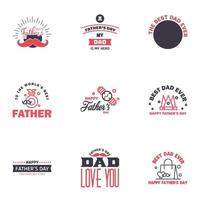 gelukkig vaders dag reeks 9 zwart en roze vector typografie wijnoogst belettering voor vaders dag groet kaarten banners t-shirt ontwerp u zijn de het beste vader bewerkbare vector ontwerp elementen