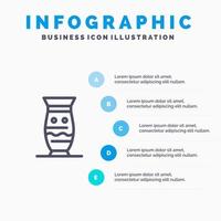 keramisch cultuur globaal Indië Indisch pottenbakkerij lijn icoon met 5 stappen presentatie infographics achtergrond vector