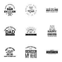 gelukkig vaders dag groet hand- belettering badges 9 zwart typfout geïsoleerd Aan wit typografie ontwerp sjabloon voor poster banier geschenk kaart t overhemd afdrukken etiket sticker retro wijnoogst stijl vector il