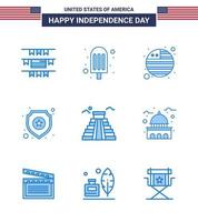 9 creatief Verenigde Staten van Amerika pictogrammen modern onafhankelijkheid tekens en 4e juli symbolen van gebouw Amerikaans Internationale vlag mijlpaal teken bewerkbare Verenigde Staten van Amerika dag vector ontwerp elementen