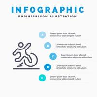 bedrijf verandering comfort ontsnappen vertrekken lijn icoon met 5 stappen presentatie infographics achtergrond vector