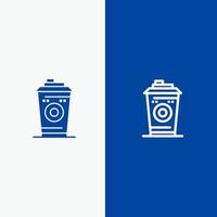 koffie mok Starbucks zwart koffie lijn en glyph solide icoon blauw banier lijn en glyph solide icoon blauw banier vector