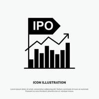 ipo bedrijf eerste modern aanbod openbaar solide glyph icoon vector