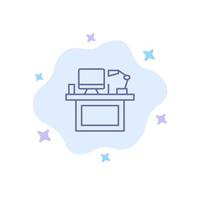 computer bureau bureaublad toezicht houden op kantoor plaats tafel blauw icoon Aan abstract wolk achtergrond vector
