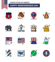 Verenigde Staten van Amerika gelukkig onafhankelijkheid dagpictogram reeks van 16 gemakkelijk vlak gevulde lijnen van Verenigde Staten van Amerika olifant plaats contant geld geld bewerkbare Verenigde Staten van Amerika dag vector ontwerp elementen