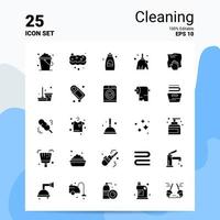 25 schoonmaak icoon reeks 100 bewerkbare eps 10 bestanden bedrijf logo concept ideeën solide glyph icoon ontwerp vector