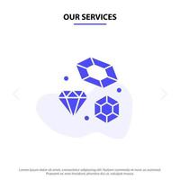 onze Diensten diamant liefde hart bruiloft solide glyph icoon web kaart sjabloon vector