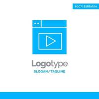 web ontwerp video blauw solide logo sjabloon plaats voor slogan vector