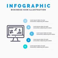 belasting regulatie financiën inkomen computer lijn icoon met 5 stappen presentatie infographics achtergrond vector