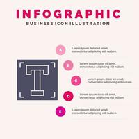 ontwerper doopvont pad programma tekst solide icoon infographics 5 stappen presentatie achtergrond vector