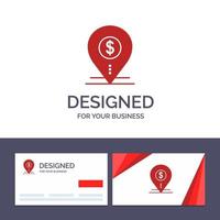 creatief bedrijf kaart en logo sjabloon dollar pin kaart plaats bank bedrijf vector illustratie