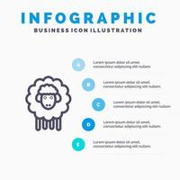 Pasen lam schapen voorjaar lijn icoon met 5 stappen presentatie infographics achtergrond vector