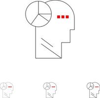 diagram hoofd geest denken stoutmoedig en dun zwart lijn icoon reeks vector