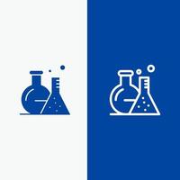 buis fles laboratorium wetenschap lijn en glyph solide icoon blauw banier lijn en glyph solide icoon blauw banier vector