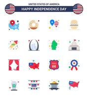 gelukkig onafhankelijkheid dag pak van 16 flats tekens en symbolen voor Verenigde Staten van Amerika eten voedsel hamburger partij bewerkbare Verenigde Staten van Amerika dag vector ontwerp elementen