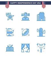 gelukkig onafhankelijkheid dag Verenigde Staten van Amerika pak van 9 creatief blues van Amerikaans bal rugby kantoor bal sleuf bewerkbare Verenigde Staten van Amerika dag vector ontwerp elementen