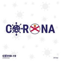Jersey coronavirus typografie covid19 land banier blijven huis blijven gezond nemen zorg van uw eigen Gezondheid vector