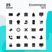 25 ecommerce icoon reeks 100 bewerkbare eps 10 bestanden bedrijf logo concept ideeën solide glyph icoon ontwerp vector