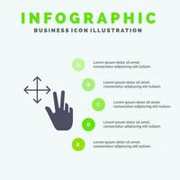 vinger gebaar houden solide icoon infographics 5 stappen presentatie achtergrond vector