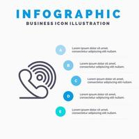 telefoontje telefoon ontvanger ring signalen lijn icoon met 5 stappen presentatie infographics achtergrond vector