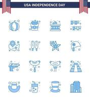 gelukkig onafhankelijkheid dag 4e juli reeks van 16 blues Amerikaans pictogram van Wisconsin staten stokjes kaart decoratie bewerkbare Verenigde Staten van Amerika dag vector ontwerp elementen