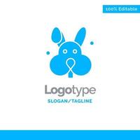 konijn Pasen konijn blauw solide logo sjabloon plaats voor slogan vector