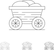trolley kar voedsel Bangladesh stoutmoedig en dun zwart lijn icoon reeks vector