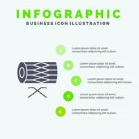 trommel instrument Iers optocht st Patrick solide icoon infographics 5 stappen presentatie achtergrond vector