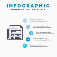 krant- advertentie papier opschrift lijn icoon met 5 stappen presentatie infographics achtergrond vector