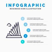 gebouw bouw landgoed mijlpaal martelaren lijn icoon met 5 stappen presentatie infographics achtergrond vector