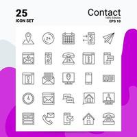 25 contact icoon reeks 100 bewerkbare eps 10 bestanden bedrijf logo concept ideeën lijn icoon ontwerp vector