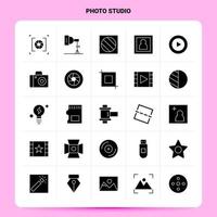 solide 25 foto studio icoon reeks vector glyph stijl ontwerp zwart pictogrammen reeks web en mobiel bedrijf ideeën ontwerp vector illustratie