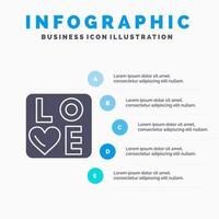 teken liefde hart bruiloft solide icoon infographics 5 stappen presentatie achtergrond vector