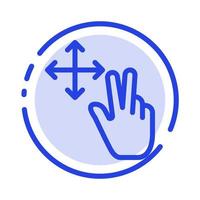 vinger gebaar houden blauw stippel lijn lijn icoon vector