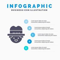 boer tuinman Mens solide icoon infographics 5 stappen presentatie achtergrond vector