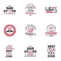 liefde u papa kaart ontwerp voor gelukkig vaders dag typografie verzameling 9 zwart en roze ontwerp bewerkbare vector ontwerp elementen