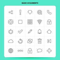 schets 25 eenvoudig ui elementen icoon reeks vector lijn stijl ontwerp zwart pictogrammen reeks lineair pictogram pak web en mobiel bedrijf ideeën ontwerp vector illustratie