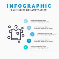 kleren drogen hangende lijn icoon met 5 stappen presentatie infographics achtergrond vector