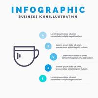 kop thee koffie eenvoudig lijn icoon met 5 stappen presentatie infographics achtergrond vector