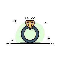 ring diamant voorstel huwelijk liefde bedrijf logo sjabloon vlak kleur vector