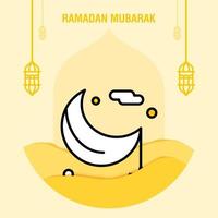 Ramadan kareem groet sjabloon Islamitisch halve maan en Arabisch lantaarn vector illustratie