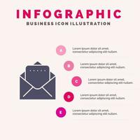 document mail solide icoon infographics 5 stappen presentatie achtergrond vector