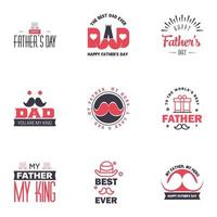 gelukkig vaders dag groet hand- belettering badges 9 zwart en roze typfout geïsoleerd Aan wit typografie ontwerp sjabloon voor poster banier geschenk kaart t overhemd afdrukken etiket sticker retro wijnoogst stijl vector