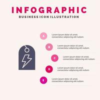 label teken macht energie solide icoon infographics 5 stappen presentatie achtergrond vector