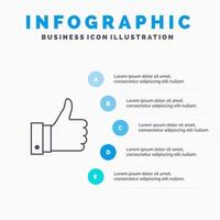 waarderen opmerkingen mooi zo Leuk vinden lijn icoon met 5 stappen presentatie infographics achtergrond vector