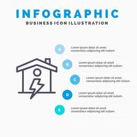 huis huis energie macht lijn icoon met 5 stappen presentatie infographics achtergrond vector