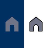 huis instagram koppel pictogrammen vlak en lijn gevulde icoon reeks vector blauw achtergrond