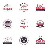 liefde u papa kaart ontwerp voor gelukkig vaders dag typografie verzameling 9 zwart en roze ontwerp bewerkbare vector ontwerp elementen