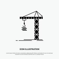 kraan gebouw bouw construeren toren solide glyph icoon vector