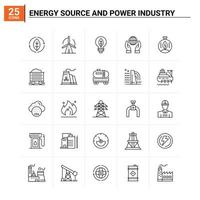 25 energie bron en macht industrie icoon reeks vector achtergrond